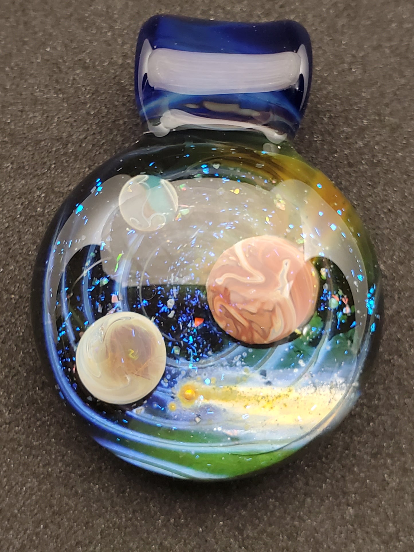 crushed opal space scene pendant