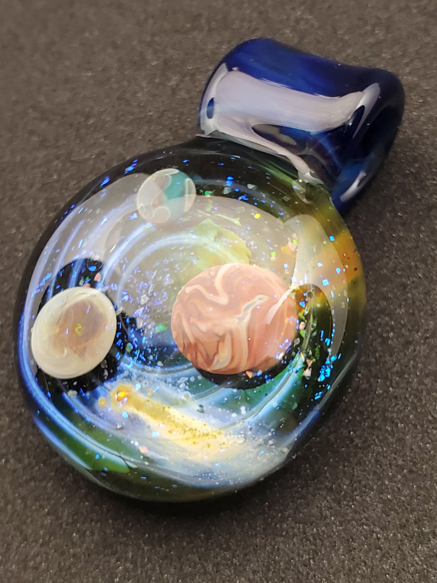 crushed opal space scene pendant