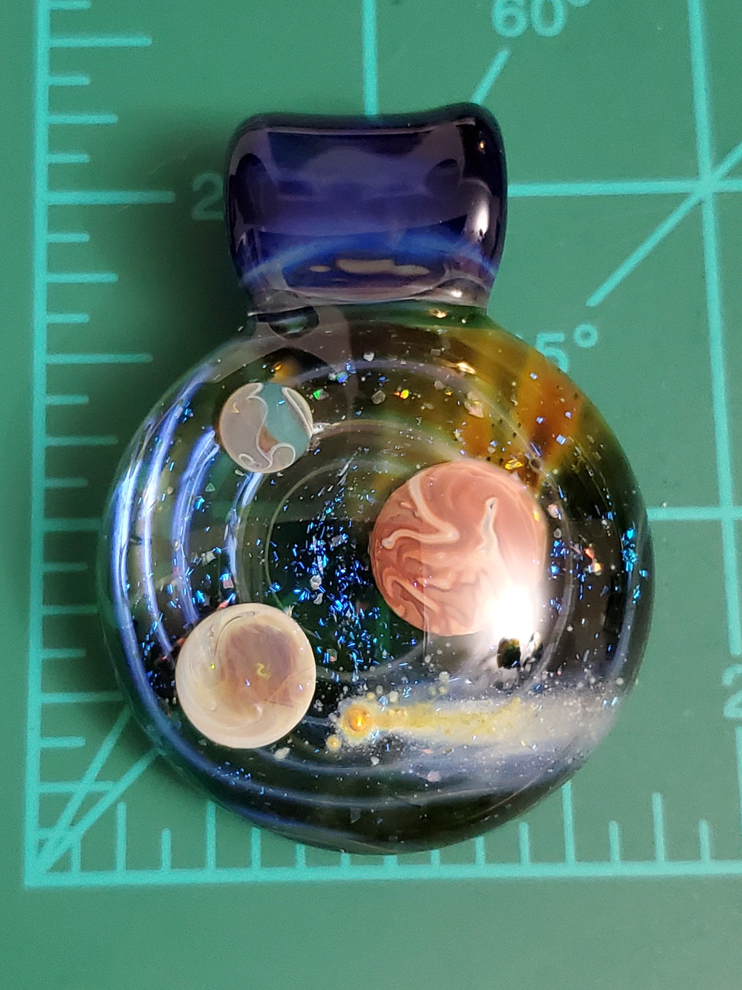 crushed opal space scene pendant