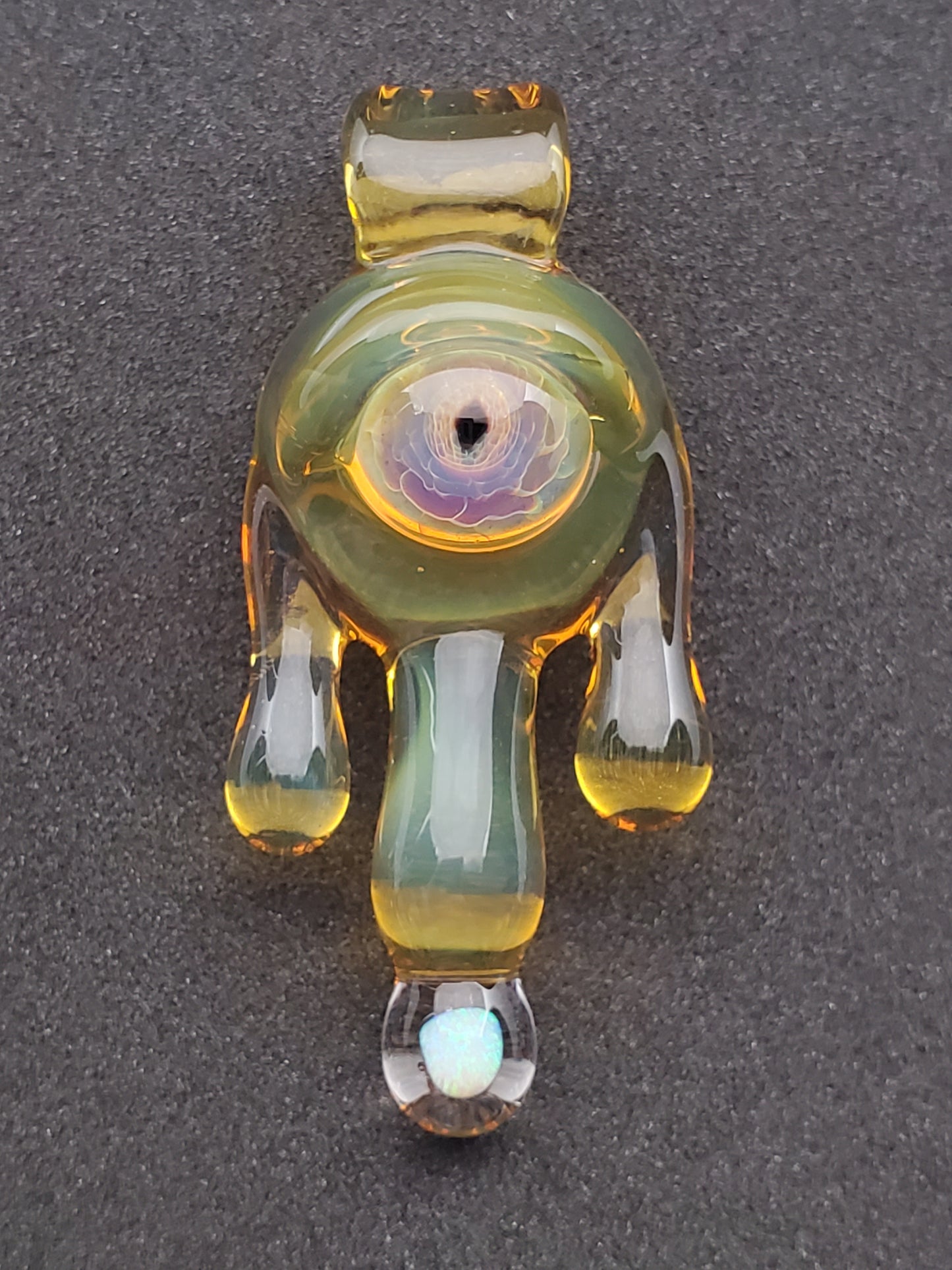 olive drippy eye w/opal pendant