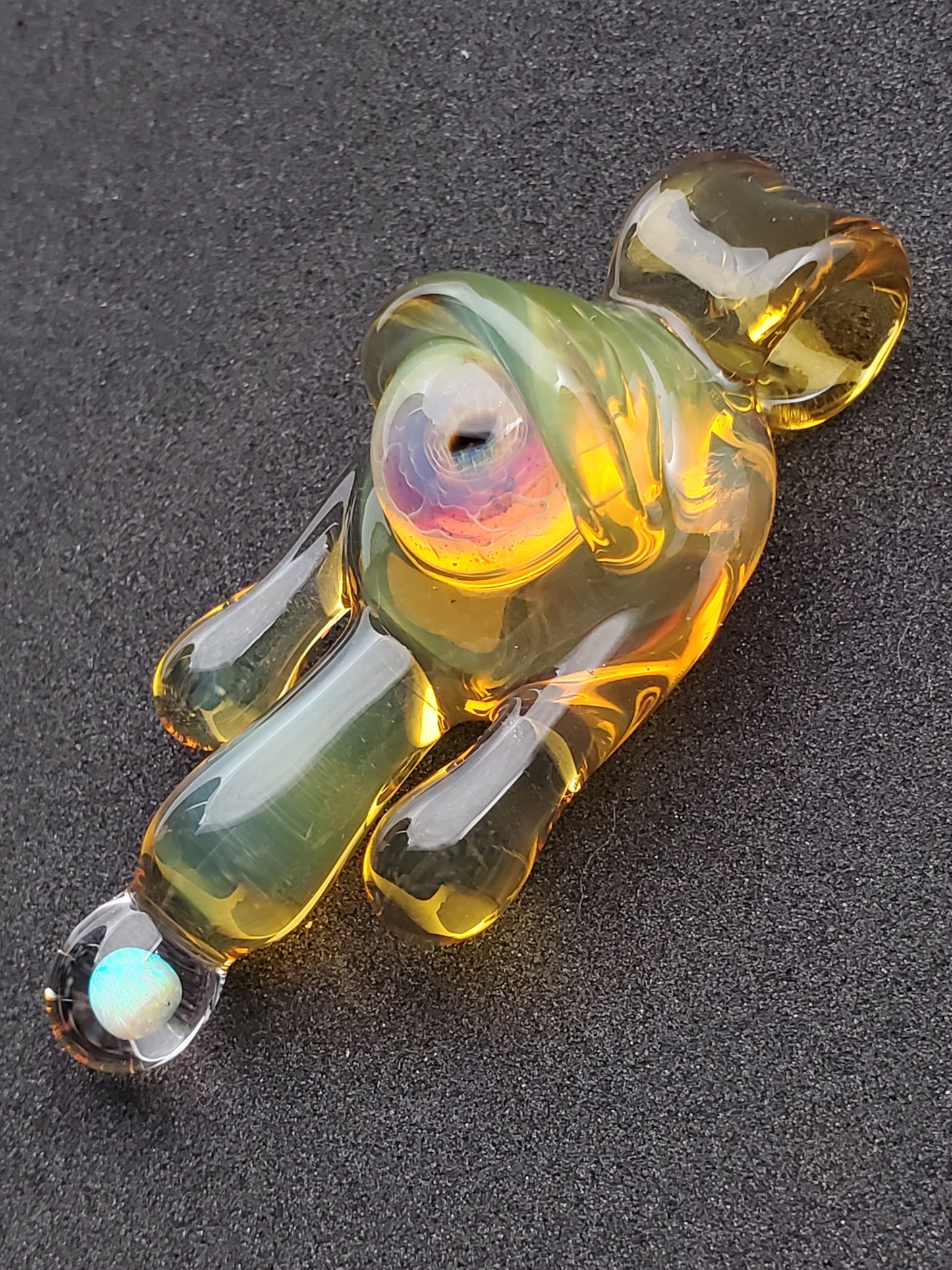 olive drippy eye w/opal pendant