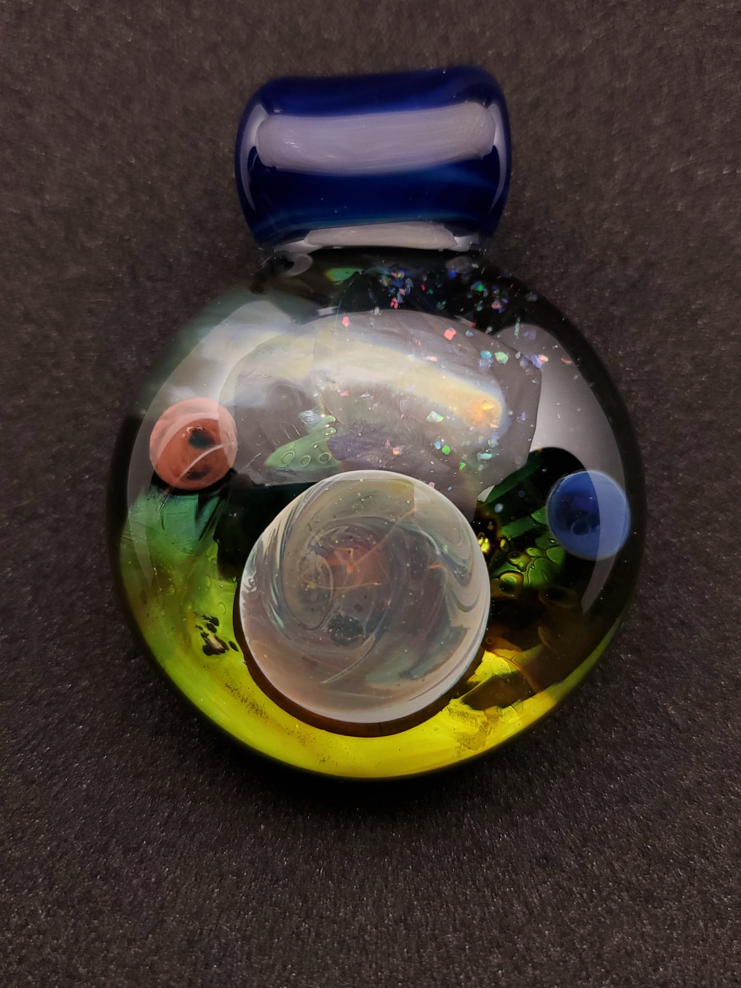 crushed opal space scene pendant