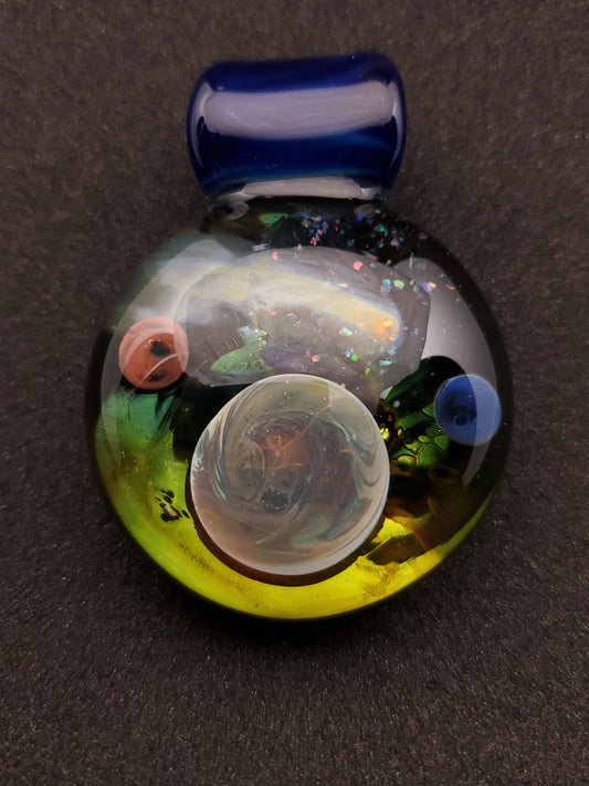 crushed opal space scene pendant