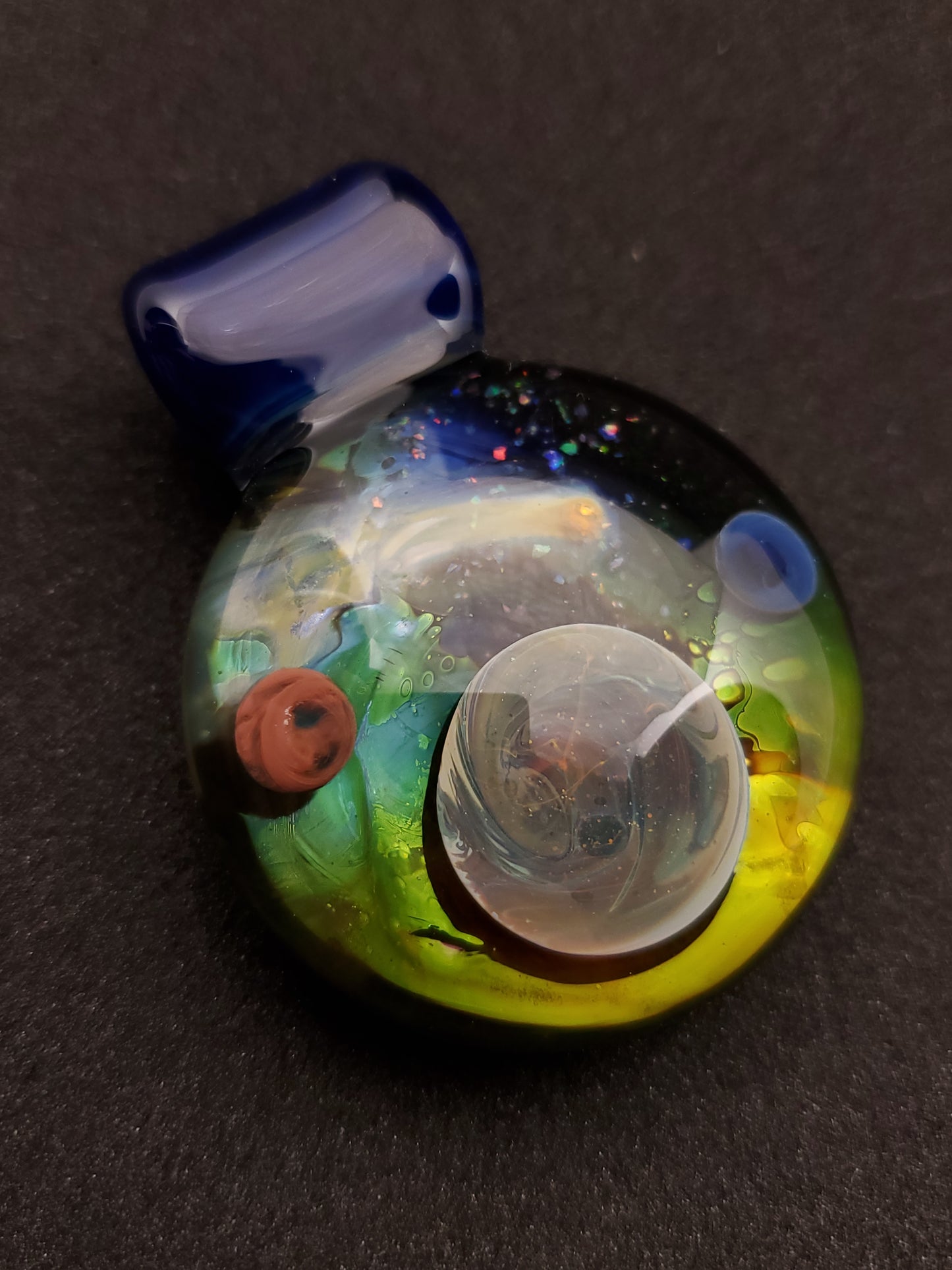 crushed opal space scene pendant