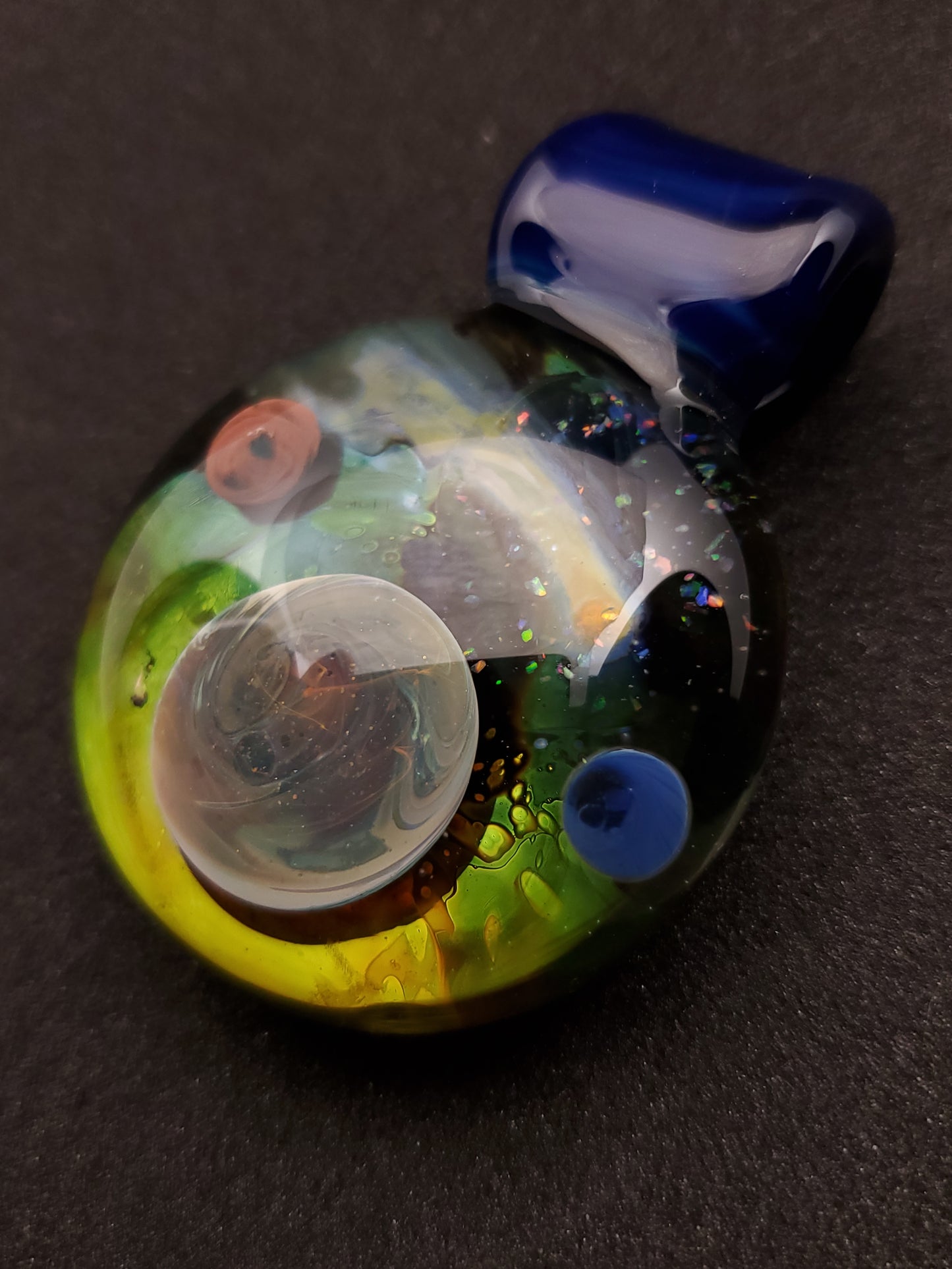 crushed opal space scene pendant