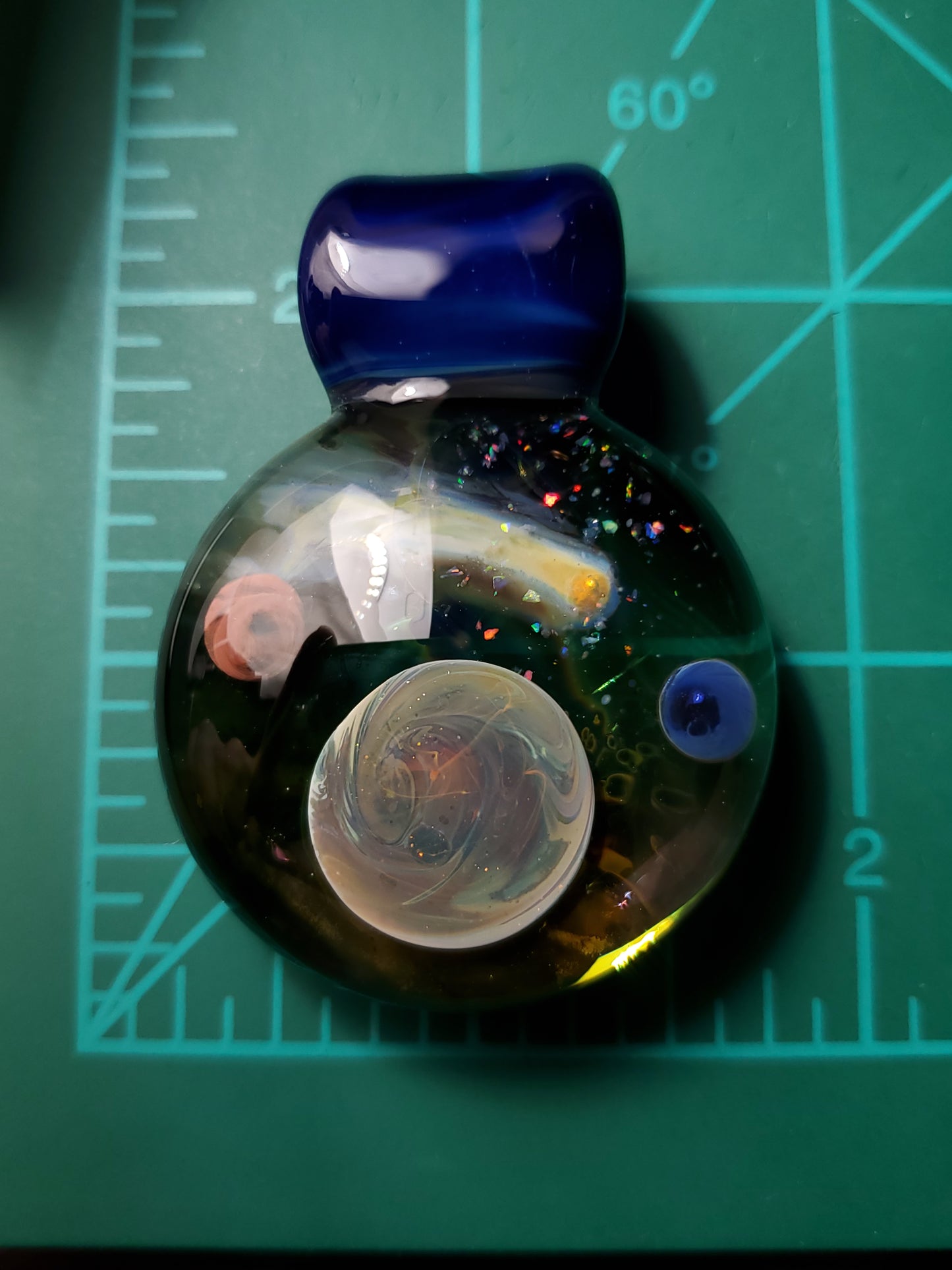 crushed opal space scene pendant