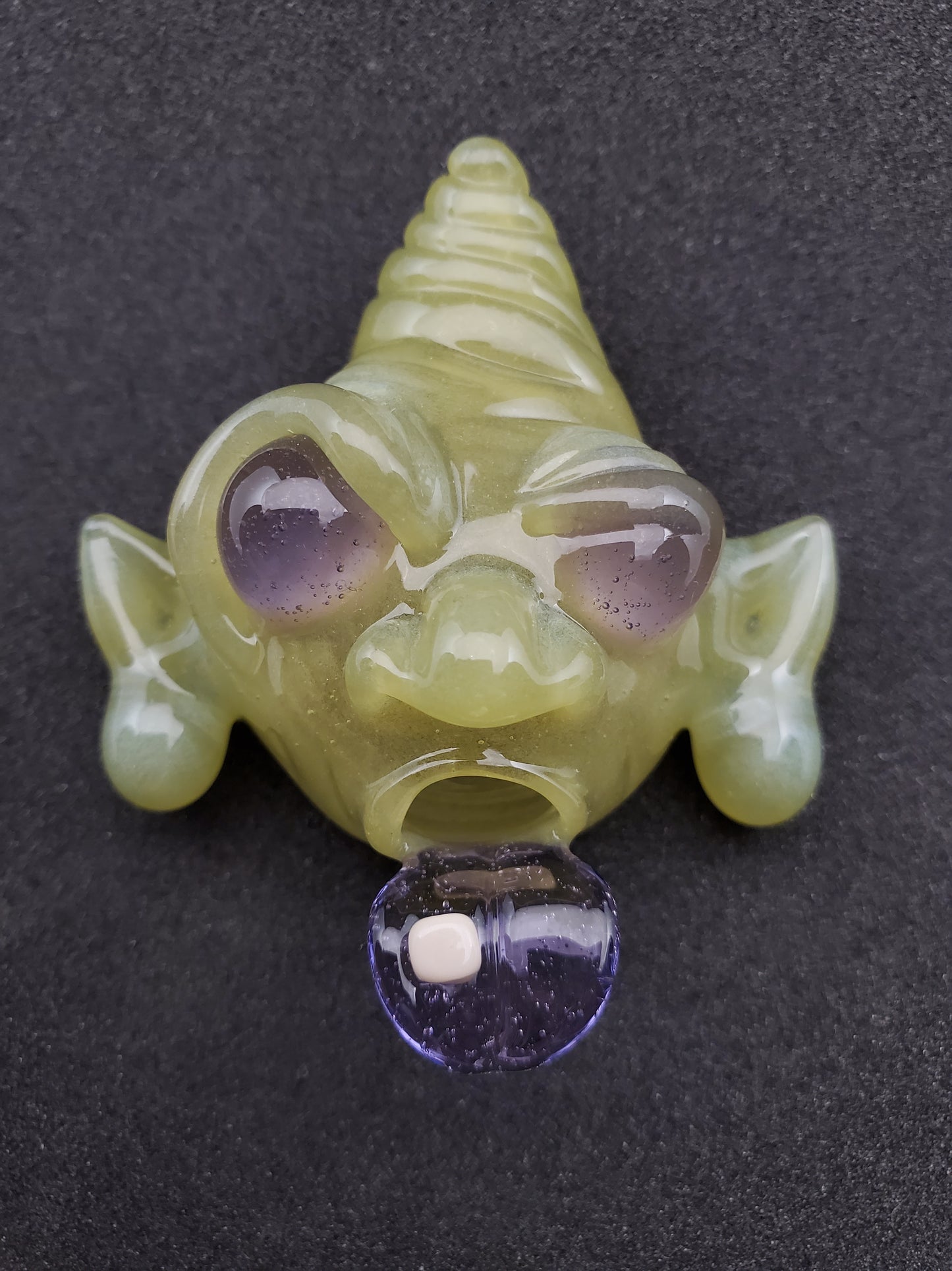 CFL green to purple acid eater goblin pendant