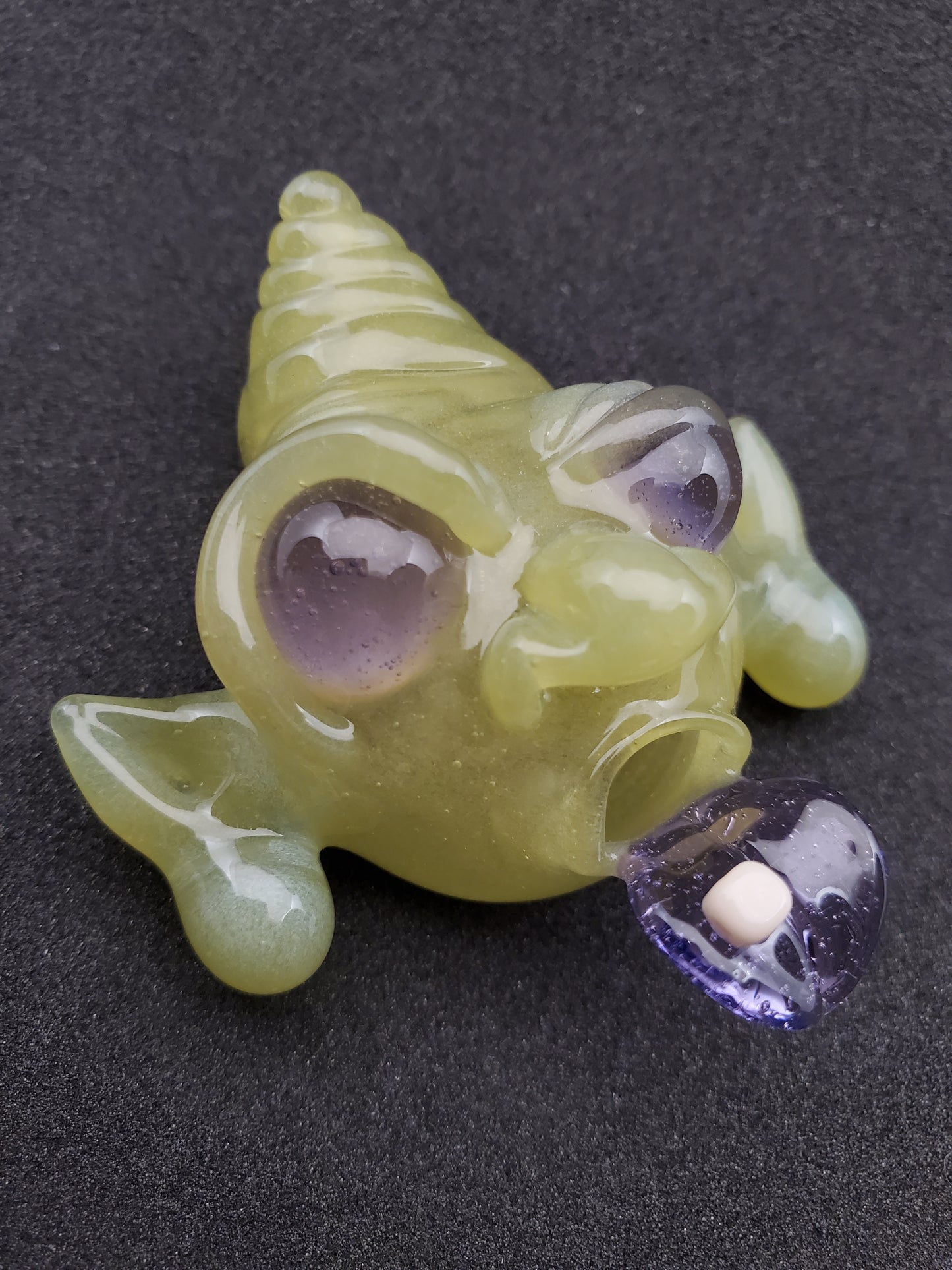 CFL green to purple acid eater goblin pendant