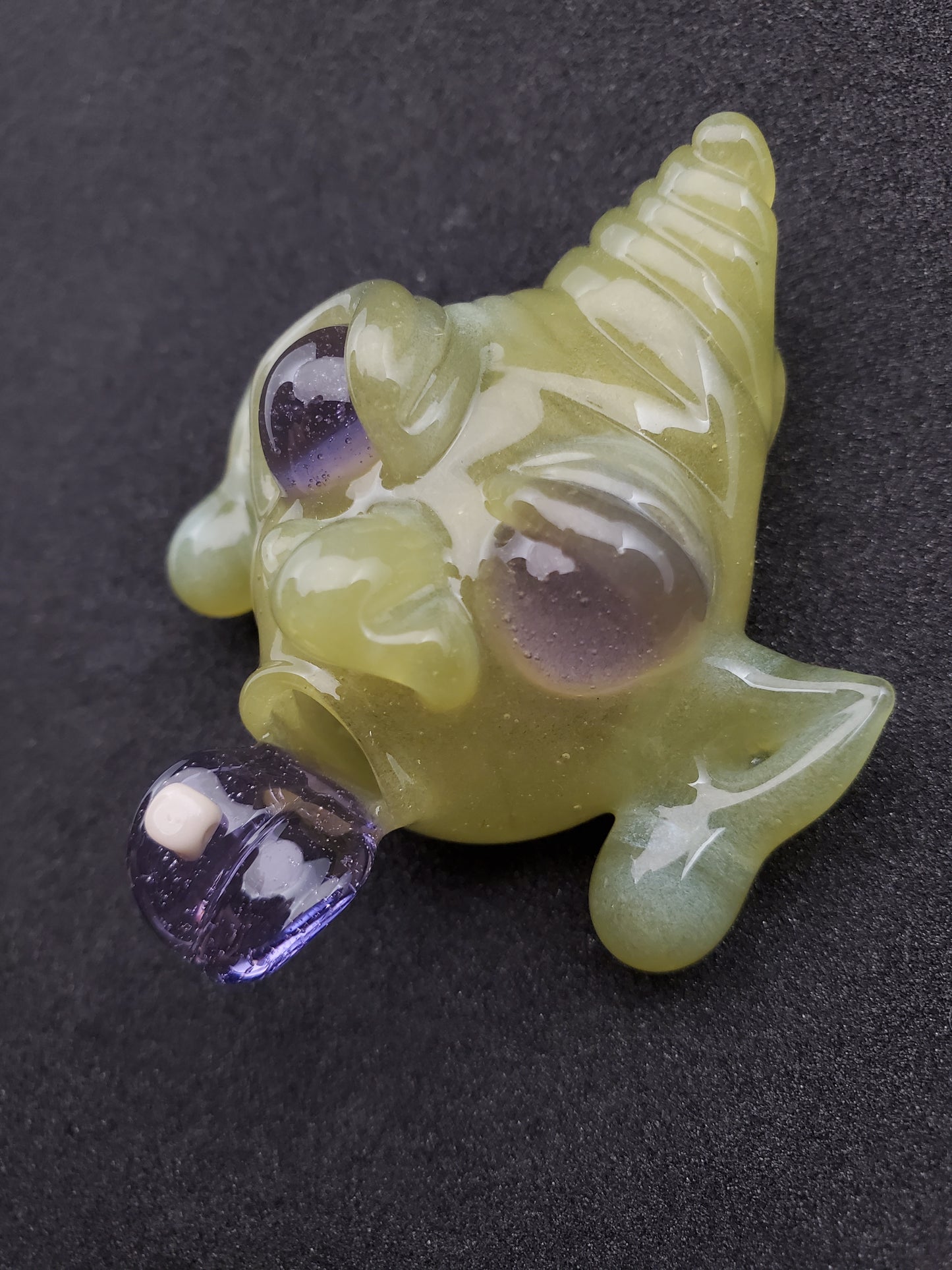 CFL green to purple acid eater goblin pendant