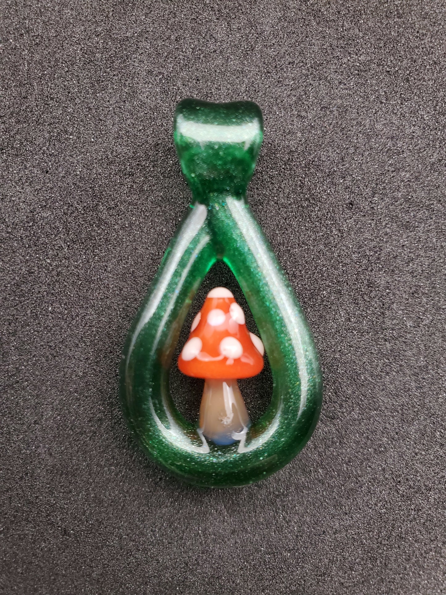 red mushroom loop pendant