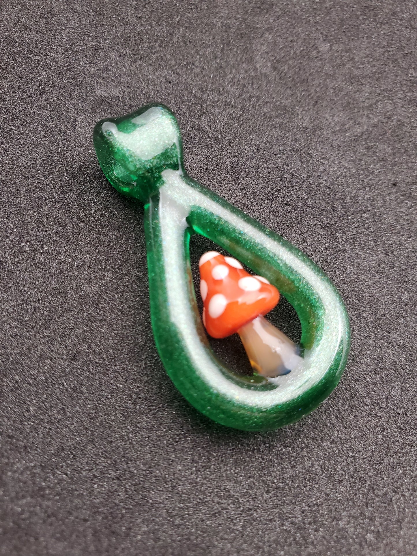 red mushroom loop pendant