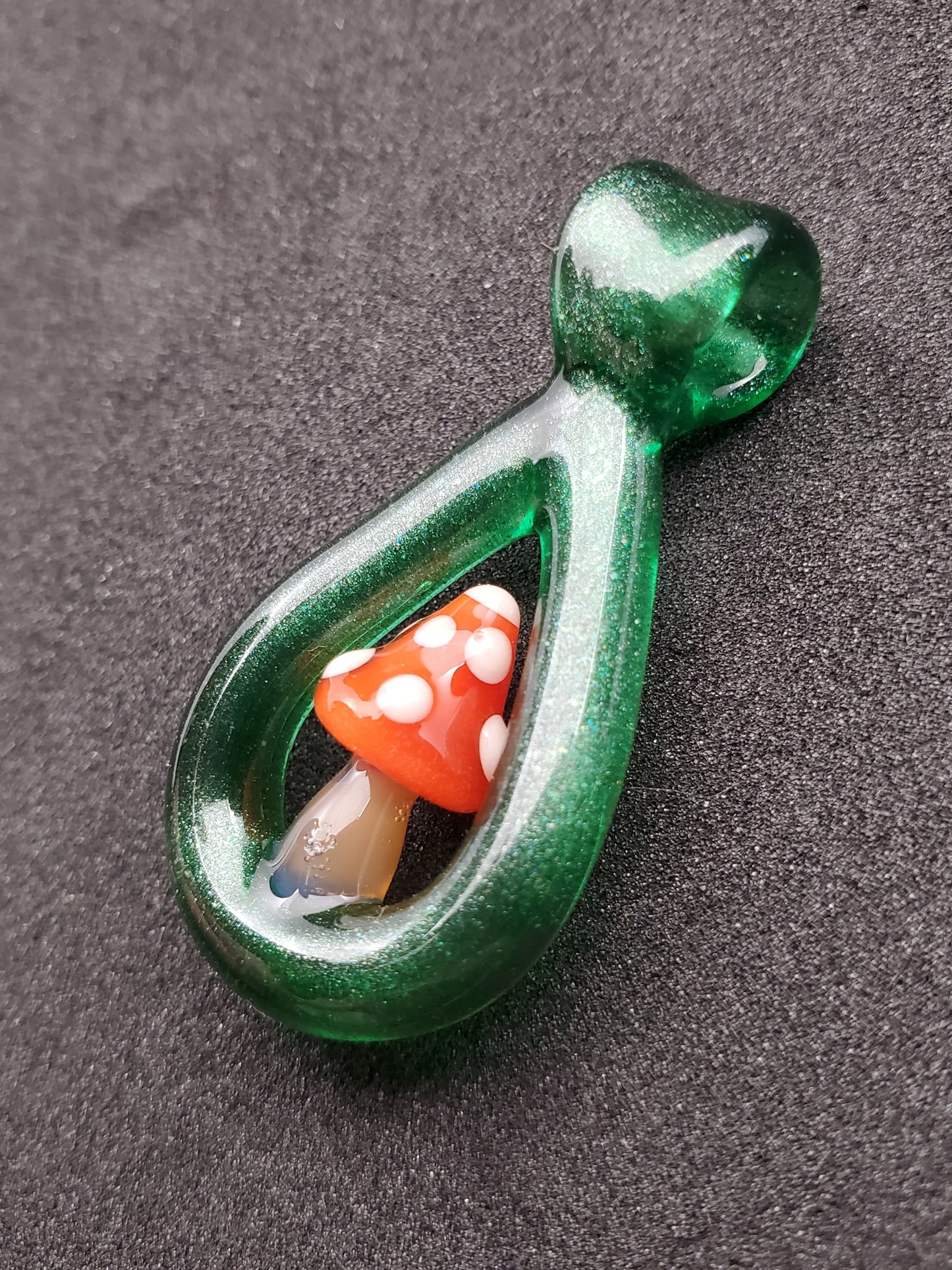 red mushroom loop pendant