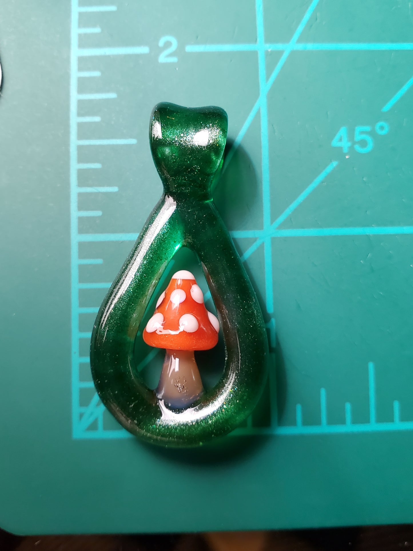 red mushroom loop pendant