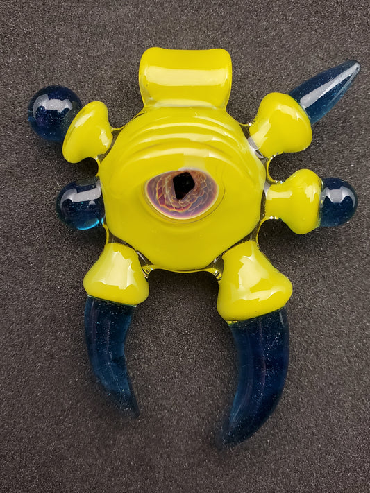 yellow/blue alien key pendant