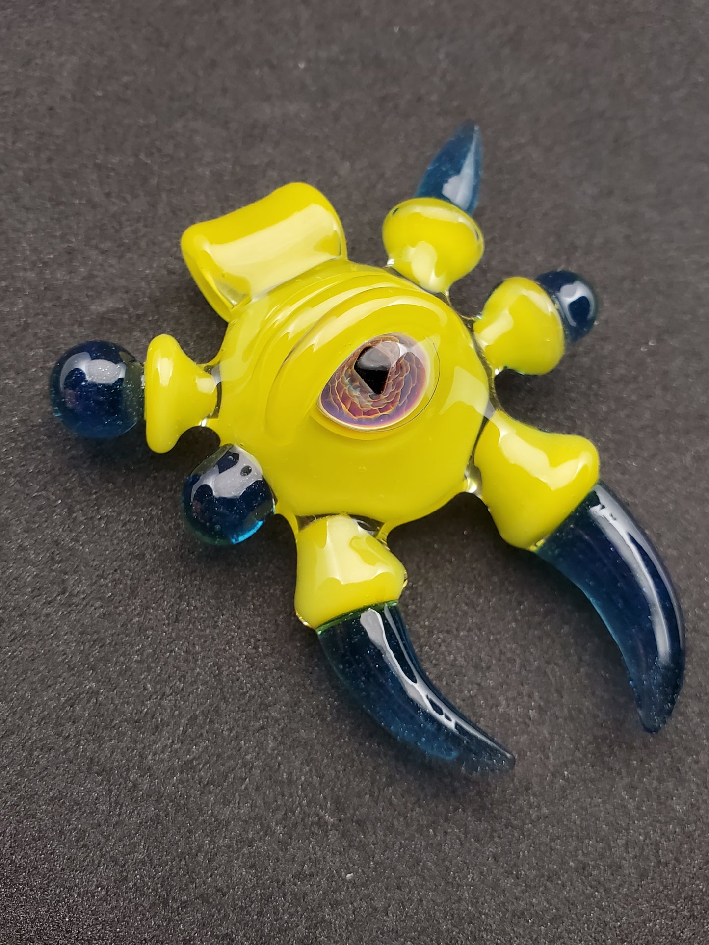 yellow/blue alien key pendant