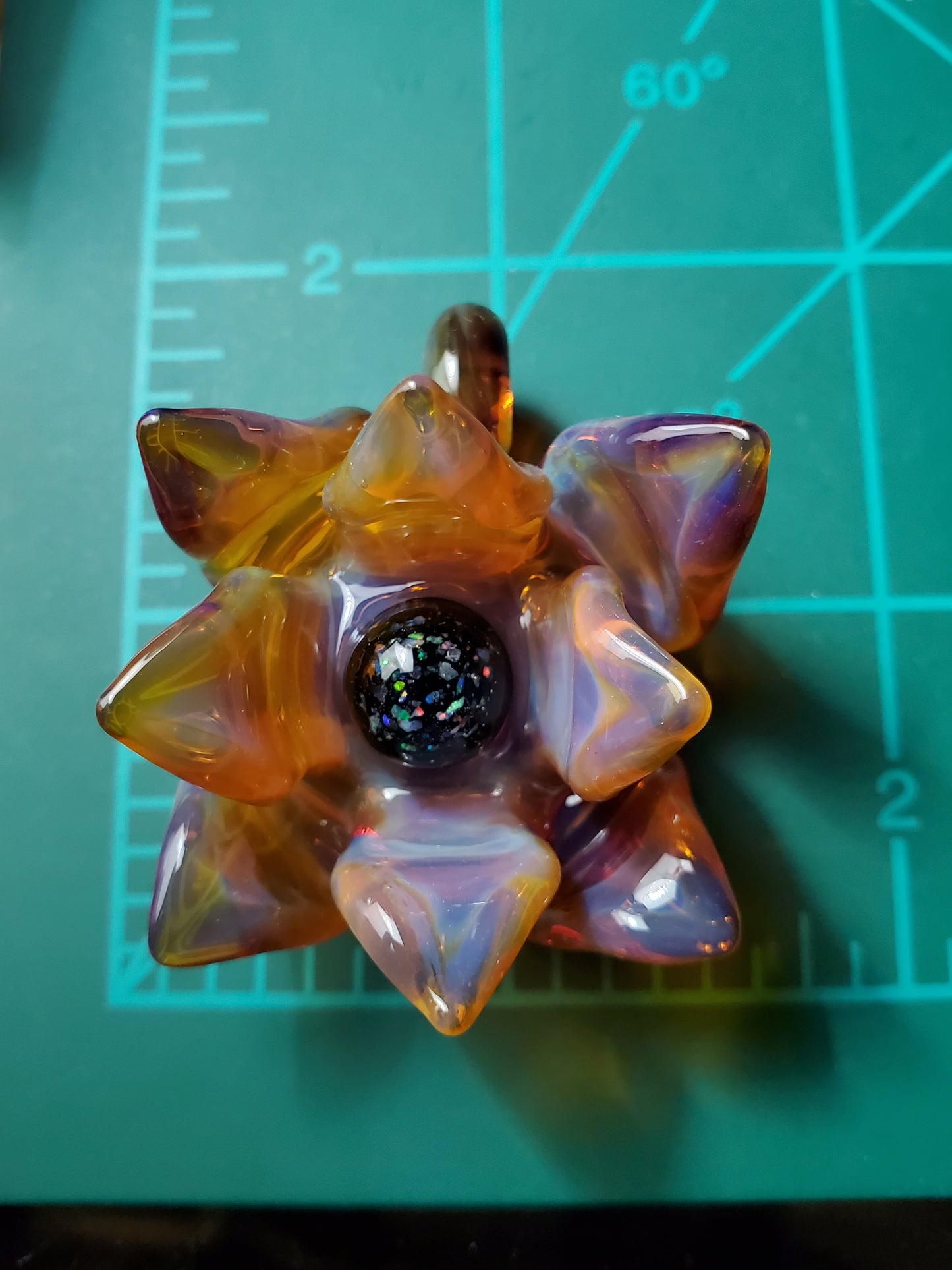 yellow/purple lotus flower pendant