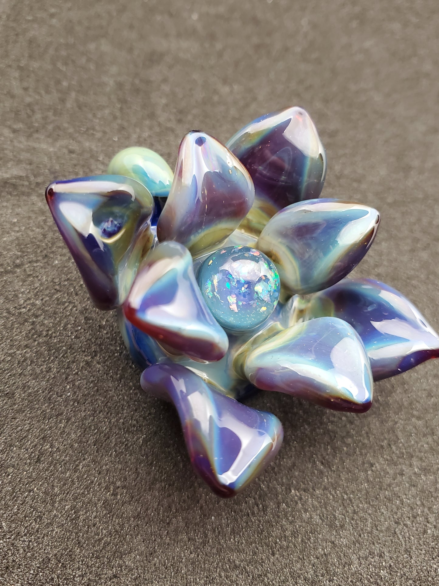 blue and purple lotus flower pendant