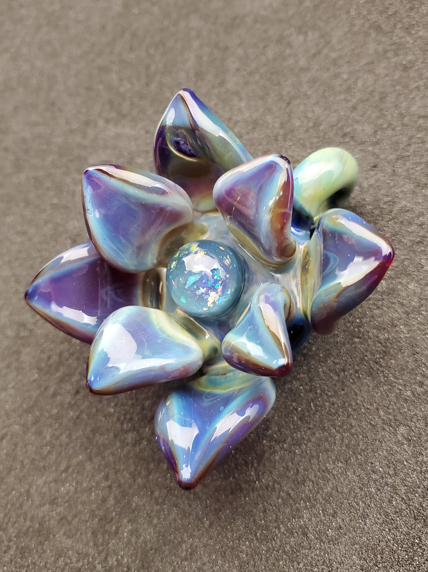 blue and purple lotus flower pendant