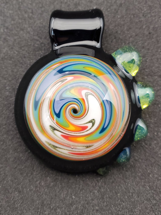 solid rainbow/white wigwag implosion pendant