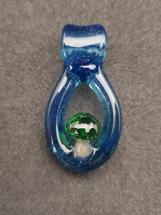 green crushed opal mushroom loop pendant