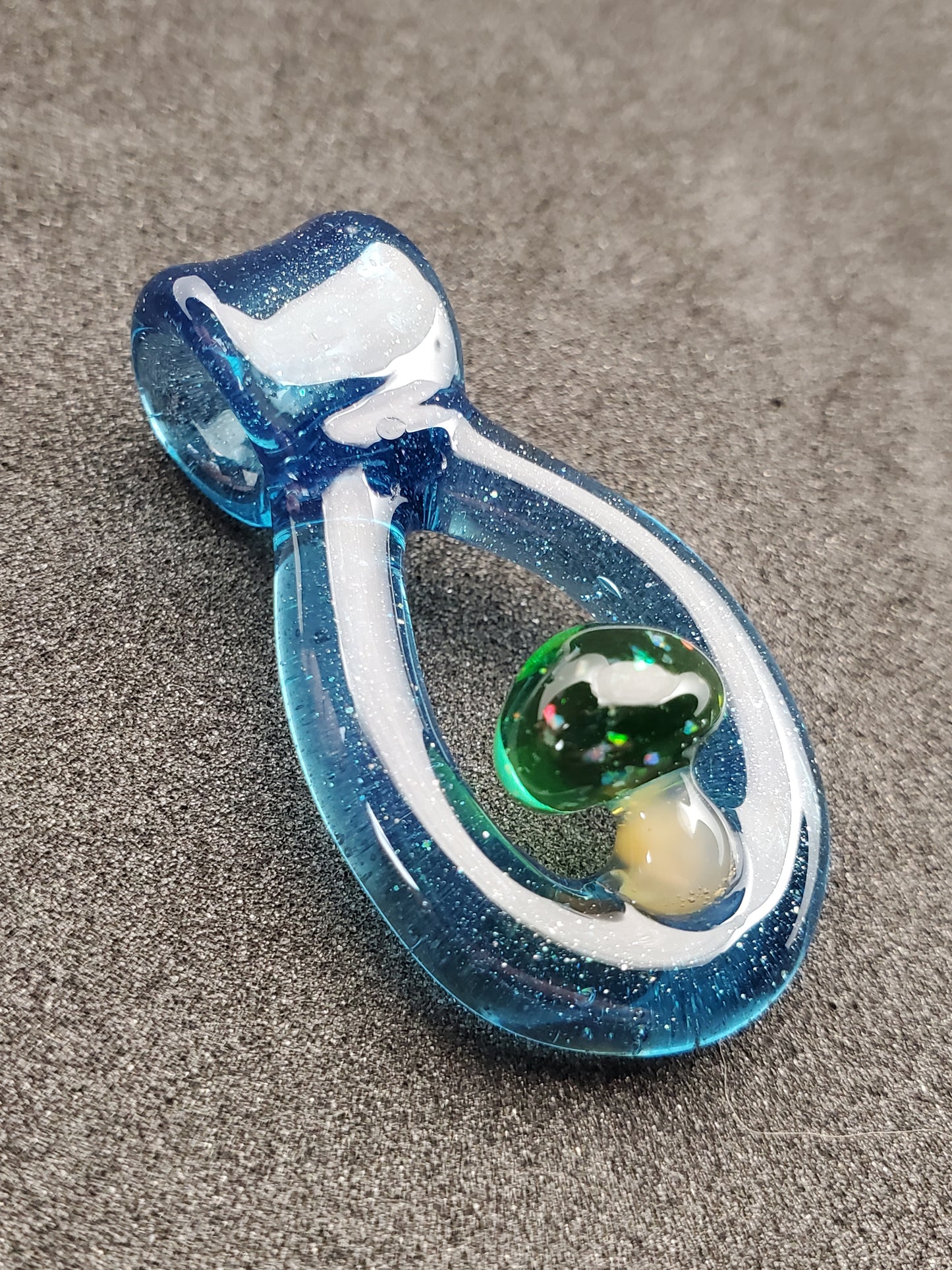 green crushed opal mushroom loop pendant