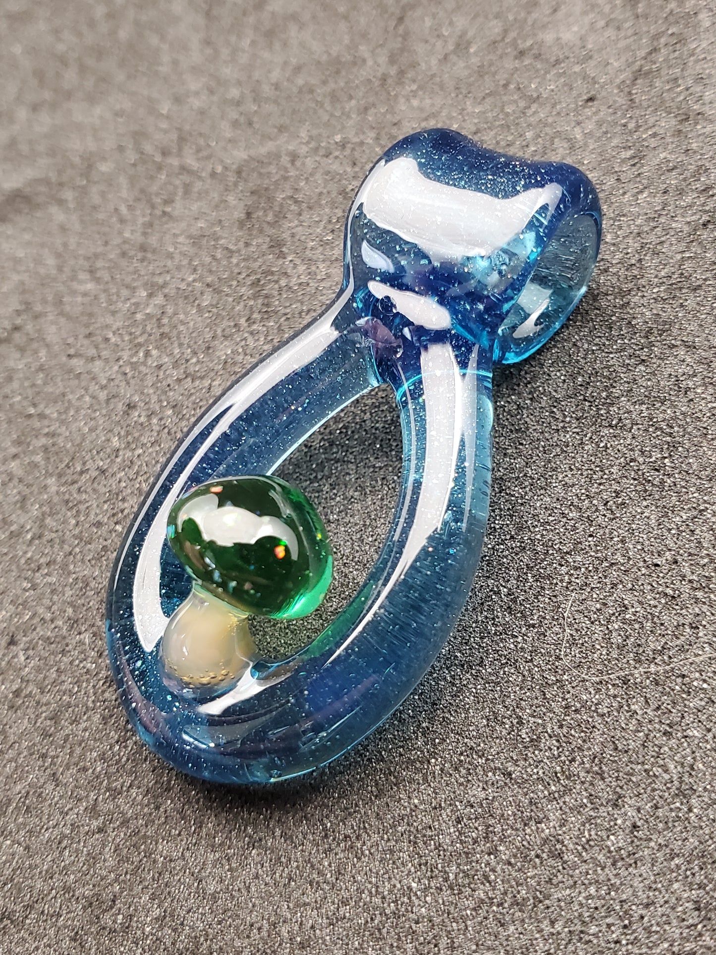 green crushed opal mushroom loop pendant