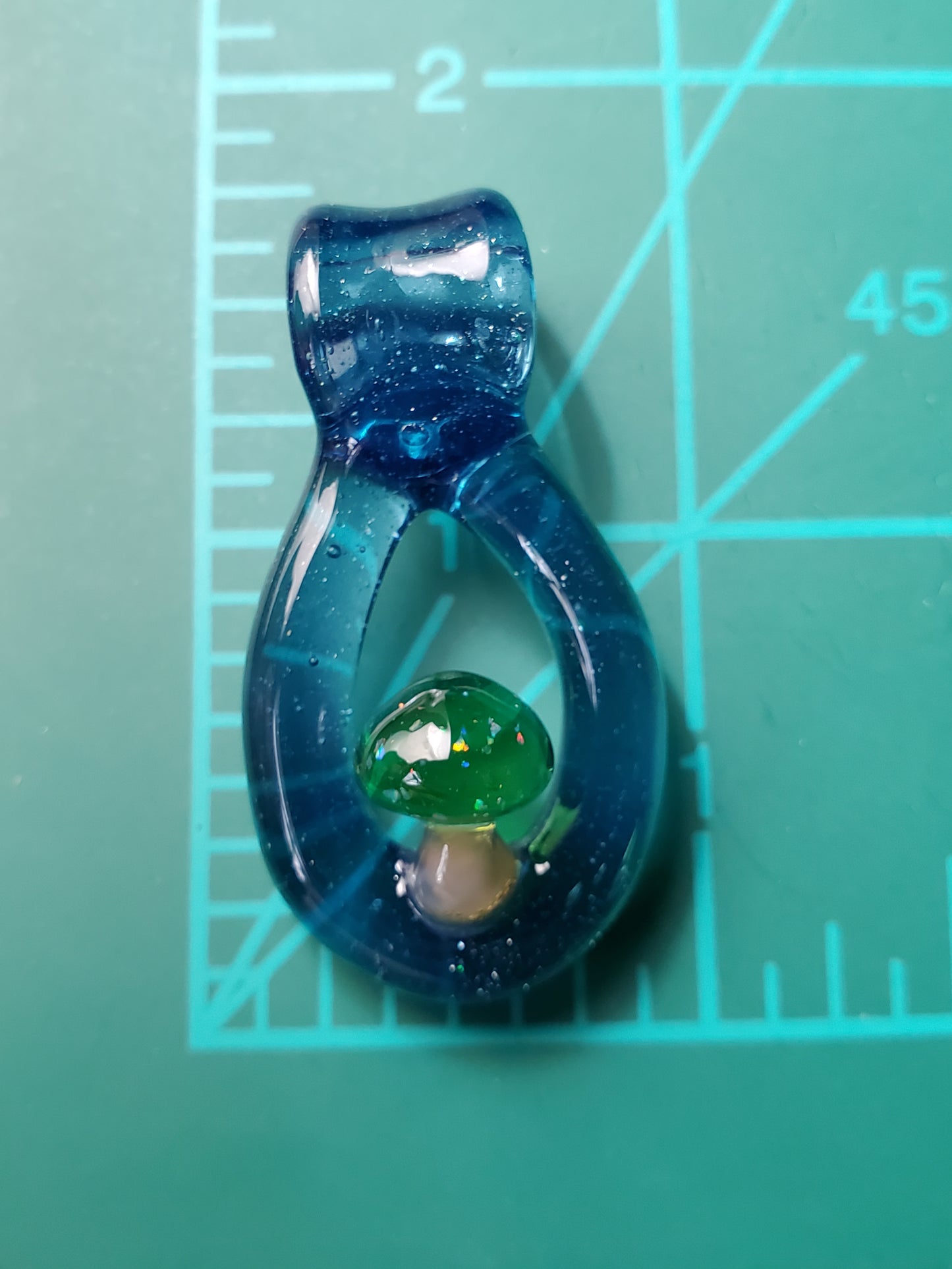 green crushed opal mushroom loop pendant